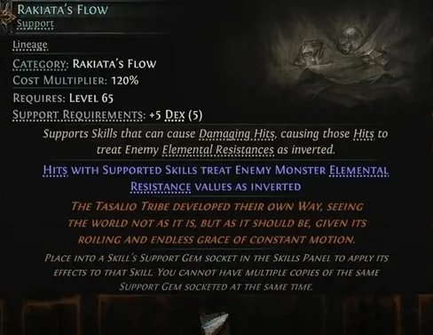 Lineage Support Gem Rakiata's Flow