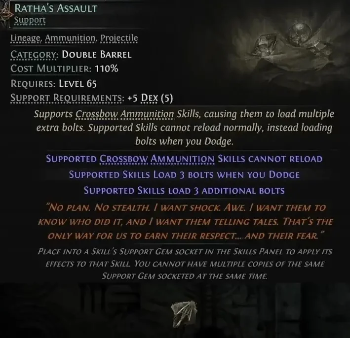 Lineage Support Gem Ratha's Assault