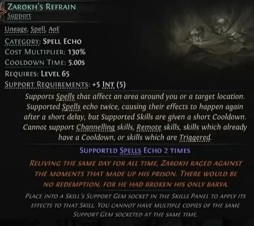 Lineage Support Gem Zarokh's Refrain